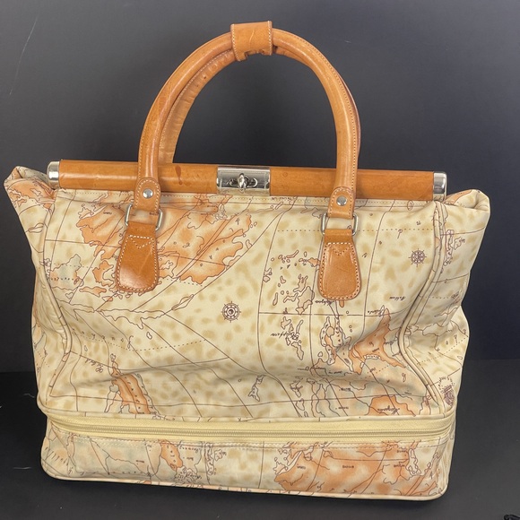 Freds Intl Wanderlust Map Bag With Leather Top Handles - Picture 9 of 16